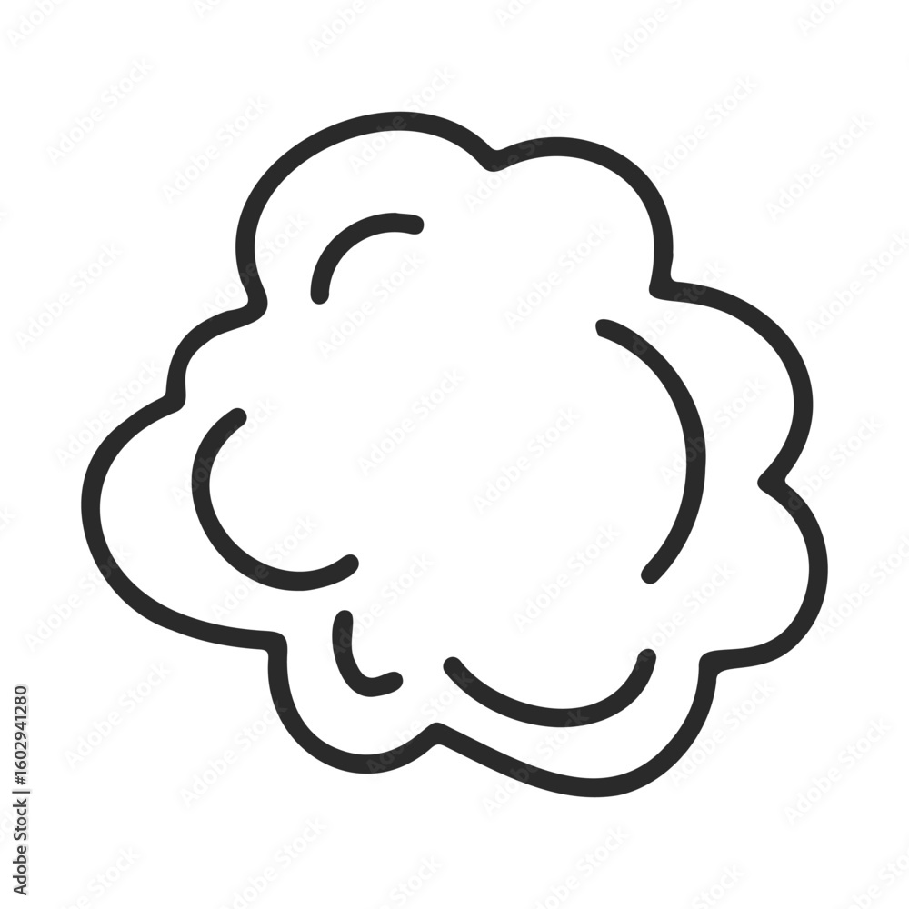 Poster black outline of a large splash shape on white background – stock vector icon in line style
