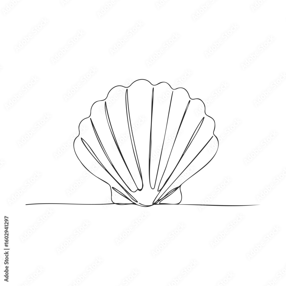 Poster minimalist line art of a seashell on a white background – stock vector icon in line style