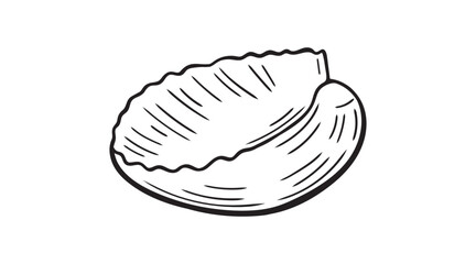Coastal open clam sea shell doodle icon. Hand drawn marine line art element.