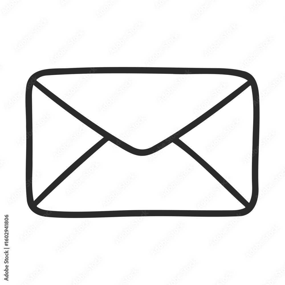 Aufkleber simple black and white outline of a closed envelope icon – stock vector icon in line style