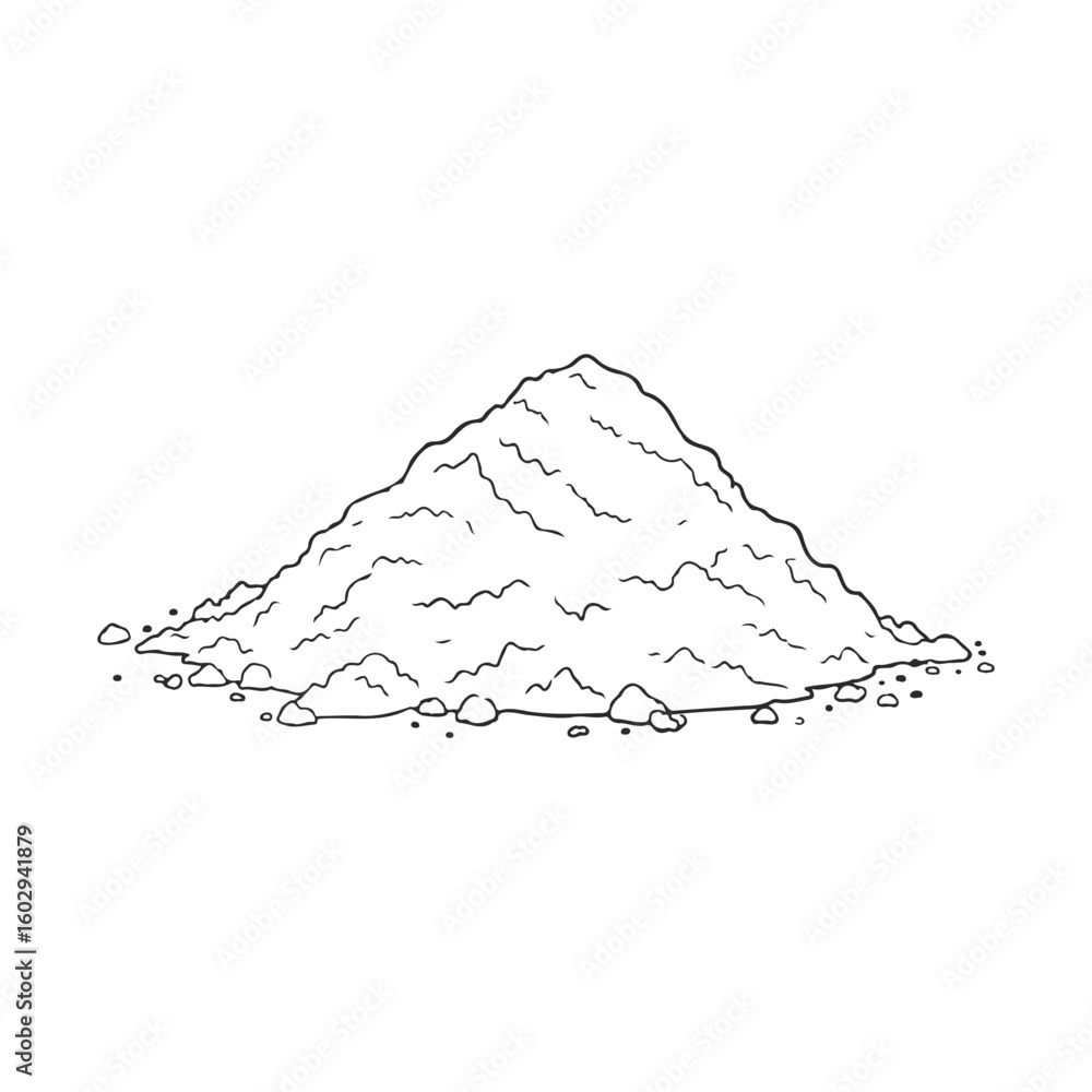 Poster sketch of a sand dune pile isolated on white background – stock vector icon in line style