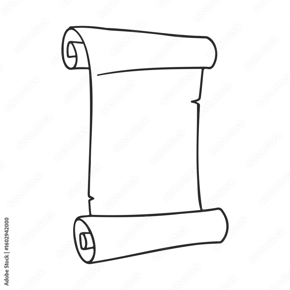 Aufkleber empty scroll black and white outline drawing – stock vector icon in line style