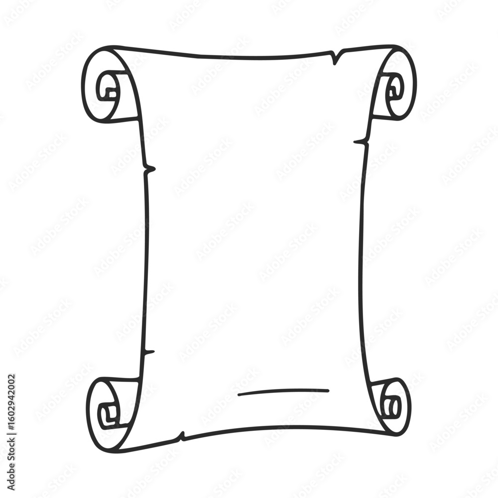 Poster blank scroll graphic: minimalistic black line drawing on white background – stock vector icon in lin