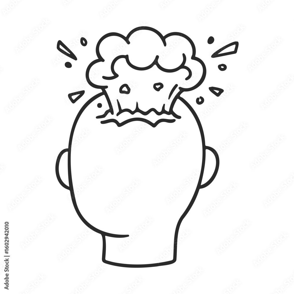 Poster abstract line art of exploding ideas from human mind – stock vector icon in line style