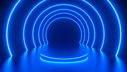 Stage tunnel illumination render cyber neon perspective glowing show futuristic vibrant 3d cl