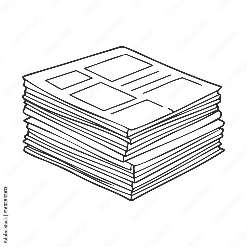 Aufkleber stack of newspapers in monochrome line art design – stock vector icon in line style