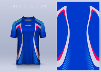 Naklejka na ściany i meble Fabric textile design for Sport t-shirt, Soccer jersey mockup for football club. uniform front view. 
