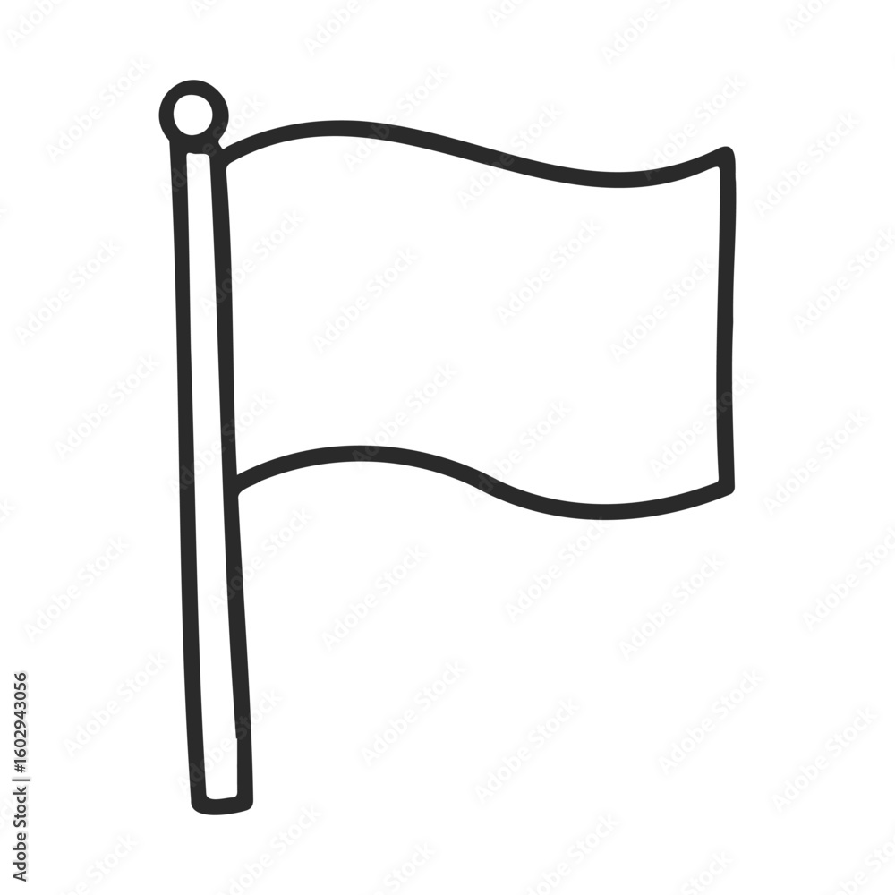 Poster simple black and white flag icon on white background – stock vector icon in line style
