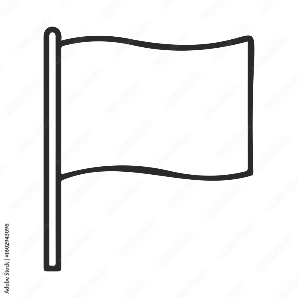 Poster simple black and white outline of a waving flag icon – stock vector icon in line style