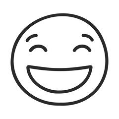 Obraz premium Simple smiling face emoji in black and white line art – stock vector icon in line style