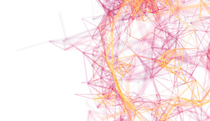 Modern abstract background with pink and orange network connections. Perfect for technology, data, and connectivity conc