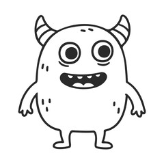 Cartoon monster with horns and big eyes – stock vector icon in line style