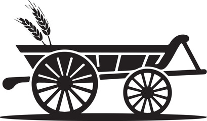 Fototapeta premium Bullock cart silhouette vector illustration design