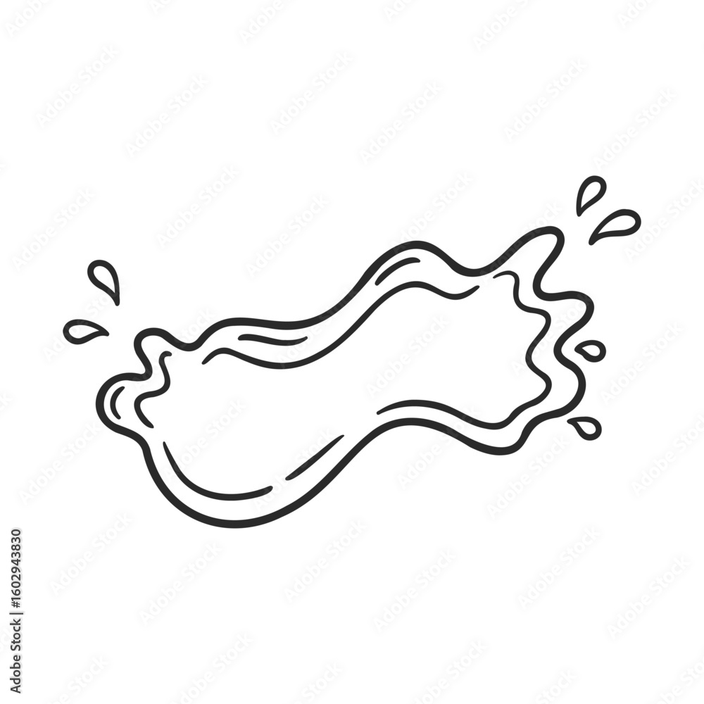 Aufkleber abstract black line art of splash with droplets on white background – stock vector icon in line styl