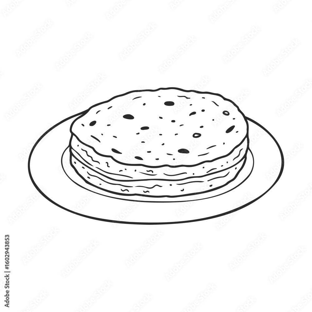 Poster outline drawing of pancakes on plate with simple design – stock vector icon in line style