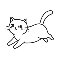 Naklejka premium Cute cartoon cat outline in playful pose – stock vector icon in line style