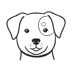 Obraz premium Playful line art of dog with one eye patch illustration – stock vector icon in line style