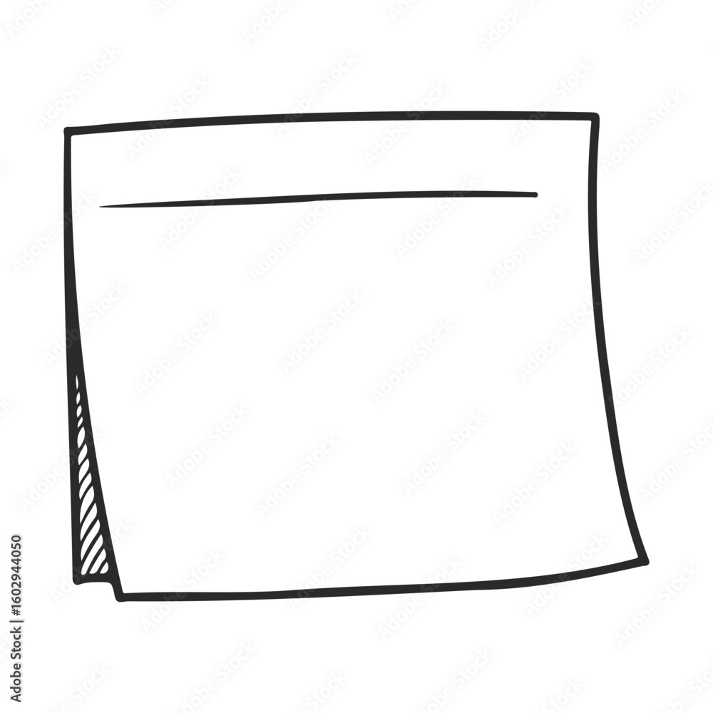 Poster blank white sticky note on plain background with subtle shadow – stock vector icon in line style