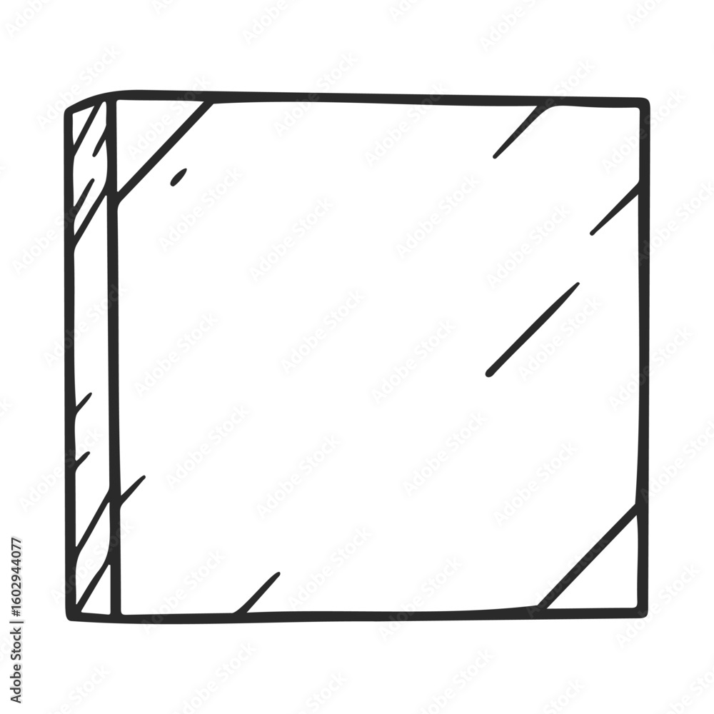 Poster hand-drawn blank cd case sketch with reflections and lines – stock vector icon in line style