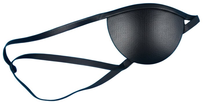 Black eye patch with strap on a blue background, transparent background png