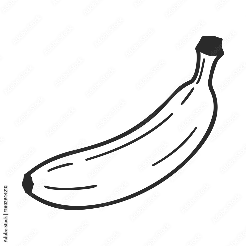 Aufkleber simple black and white banana sketch with minimalist design – stock vector icon in line style