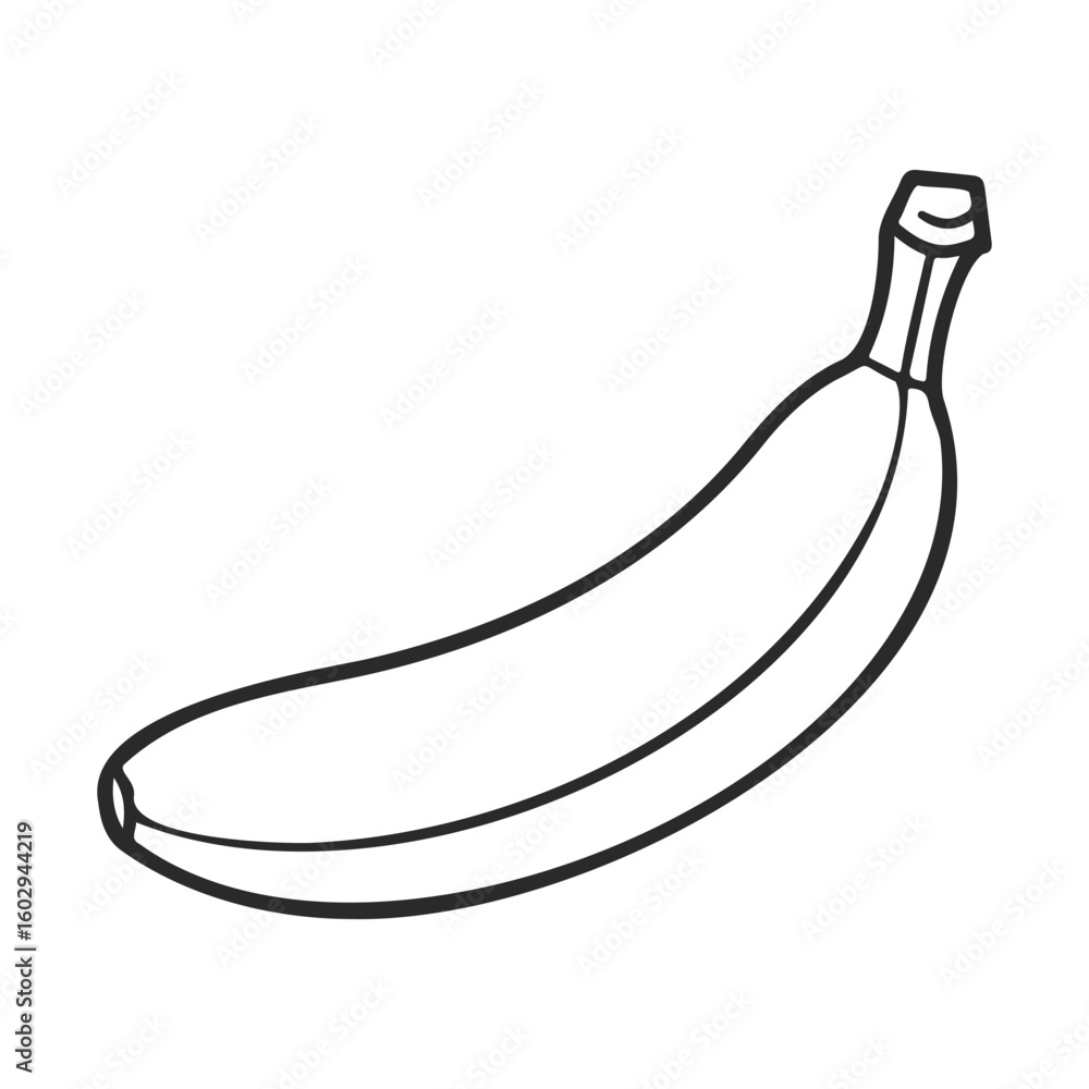 Poster simple black and white banana drawing for coloring and design projects – stock vector icon in line s