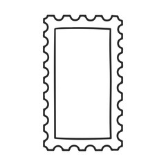 Simple black and white blank postage stamp illustration – stock vector icon in line style