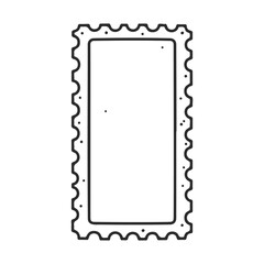 Blank postage stamp illustration with ornate border design – stock vector icon in line style