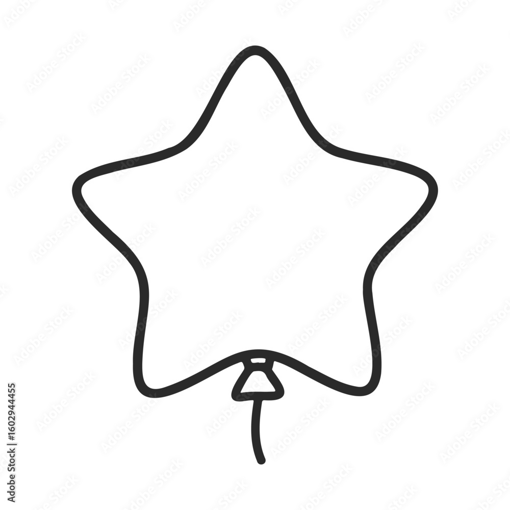 Poster simple star-shaped balloon outline with string – stock vector icon in line style