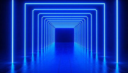 Stage tunnel illumination render cyber neon perspective glowing show futuristic vibrant 3d cl