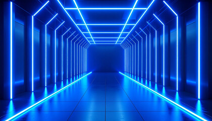 Stage tunnel illumination render cyber neon perspective glowing show futuristic vibrant 3d cl