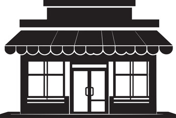 Store Facade Silhouette in Black | Front Shop Building Illustration Vector Format