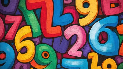 Colorful cartoon numbers background.