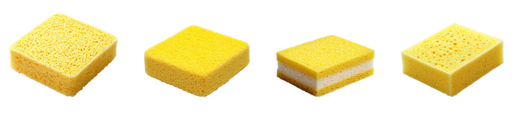 A clean kitchen sponge, isolated on white isolated on transparency background