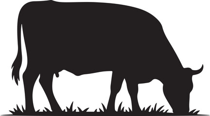 Cow grazing silhouette vector illustration design
