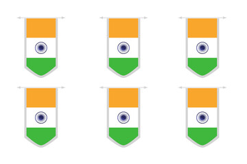 set of india flag on a banner isolated on white, transparent background