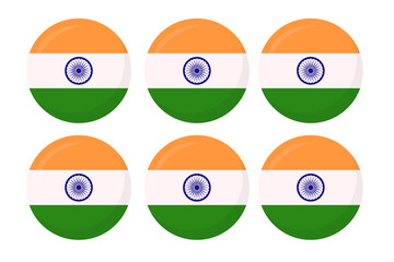 set of round flag of the india isolated on white, transparent background