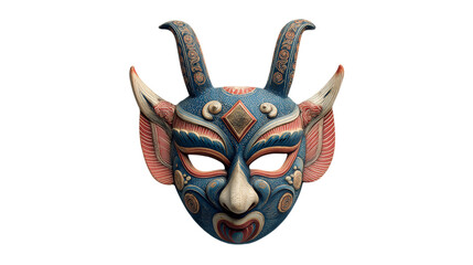 Ornate Demon Mask with Horns and Intricate Details