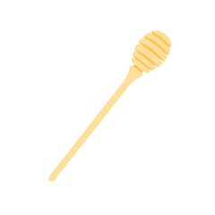 Simple wooden honey spoon vector isolated on white background. Flat cartoon illustration. Honey dipper