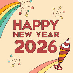 2026 Happy New Year Logo Vector – Festive Holiday Typography Design for Cards, Posters, Banners, Decor