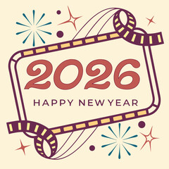2026 Happy New Year Vector Logo – Festive Holiday Typography Art for Greeting Cards, Banners & Decor