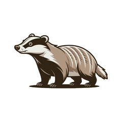 Obraz premium Striped badger standing profile view animal wildlife