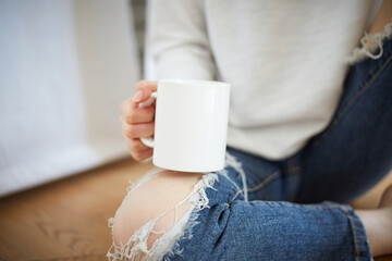 A Korean woman resting at home on holidays.
