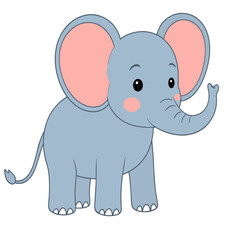 Fototapeta premium Cartoon baby elephant, vector illustration. AI