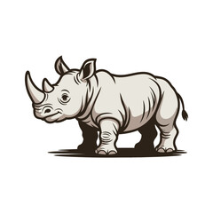 Fototapeta premium Stylized rhinoceros standing profile view animal wildlife
