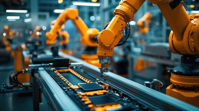 A modern, automated assembly line for consumer electronics with minimal human oversight.