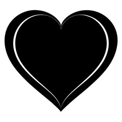 Elegant Black Heart Shape with White Outline for Valentine s Day Design