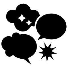Black and White Comic Style Speech Bubbles and Explosion Shapes