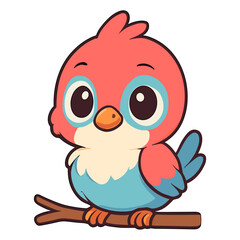 cute little bird sits cartoon