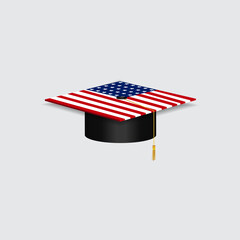 USA Graduation cap hat isolated on white background vector illustration